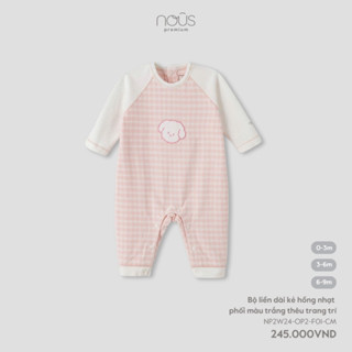Nous Baby Bộ liền thân cho bé bodysuit dài tay có yếm có tất Nous chính hãng mềm mại thoáng mát