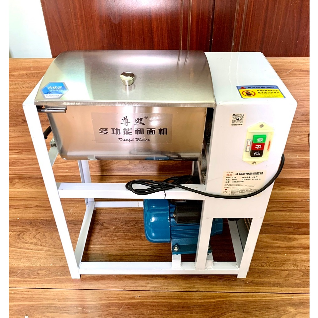 Máy trộn bột nằm ngang năng suất trộn 8-12 kg/mẻ thùng trộn Inox 304, động cơ 2.2KW dây đồng 100% (loại cao cấp)