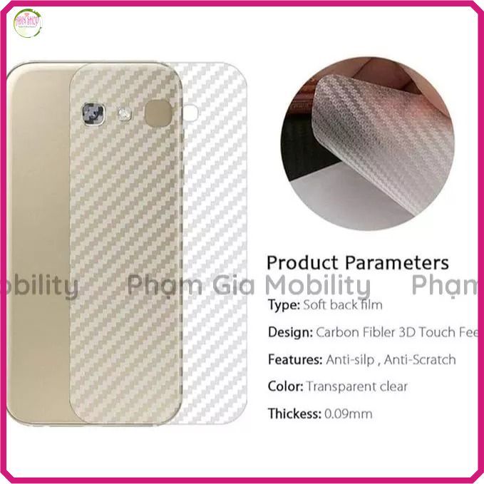 Miếng dán skin carbon mặt lưng Samsung J6 plus