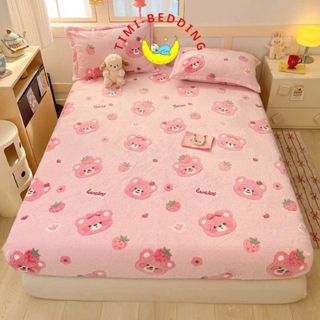 Ga nhung trải giường - Ga giường nỉ họa tiết basic cao cấp dày dặn, ấm áp đủ size- Timibedding