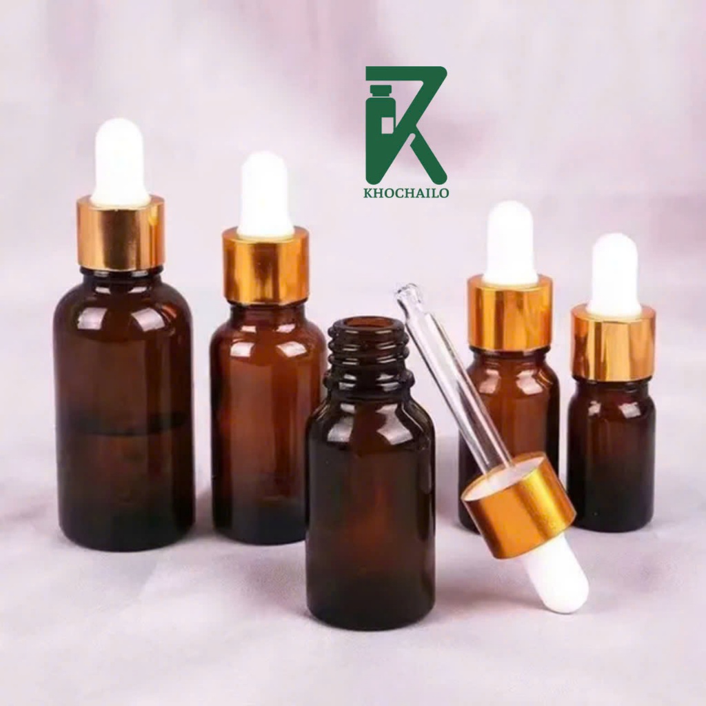 (COMBO 10 CHAI)chai tinh dầu,serum nâu,khoen vàng ống bóp thủy tinh dung tích 10ml,15ml,20ml,30ml,50ml,100ml