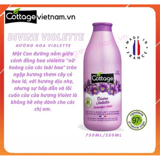 [Chai lớn 750ml]- Sữa tắm Cottage chính hãng của Pháp, Hương hoa Violet & Hương kẹo Caramel