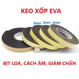 Băng keo xốp EVA một mặt màu đen bo kín thùng loa đệm loa dày 1mm, 2mm, 3mm đơn vị mét