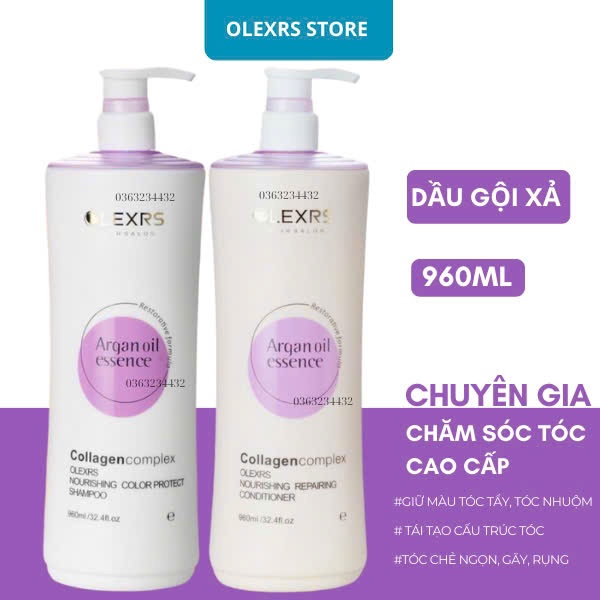 Dầu Gội Xả Olexrs Màu Tím Mẫu Mới 2024 500ml-960ml Phục Hồi Tóc Khô Xơ Hư Tổn, Giữ Màu Tóc, Hương Nước Hoa