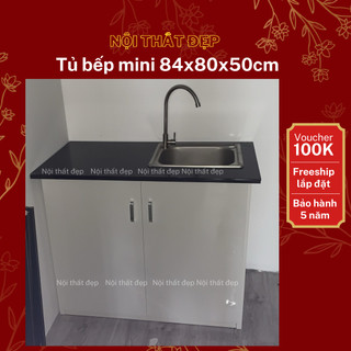 Tủ bếp kệ bếp kệ rửa chén đĩa mini kèm chậu vòi 84x80x50cm nhựa cao cấp chống nước Nội Thất ĐẸP