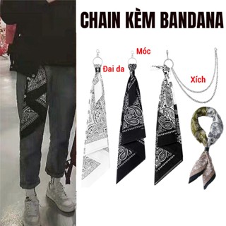 Khăn vuông bandana thời trang kèm Móc treo và xích theo lựa chọn (Song An Eco)