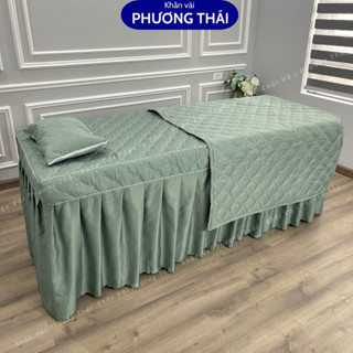 Bộ ga/ drap giường spa cotton trần bông, ga giường mi, phun xăm cao cấp