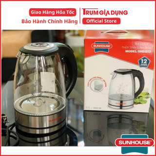 Ấm siêu tốc, bình đun siêu tốc thủy tinh sunhouse shd1217 1,8 lít