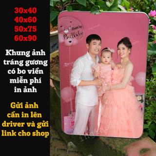 Khung ảnh gỗ 30x45 tráng gương trang trí nhà cửa, sinh nhật, thôi nôi, đám cưới