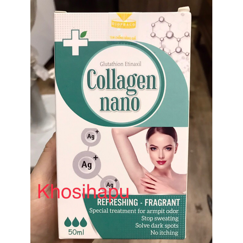 Lăn khử mùi hôi nách GLUTATHION ETINAXIL COLLAGEN NANO giữ khô thoáng giúp khử mùi diệt khuẩn hết hôi nách hiệu quả 50ml