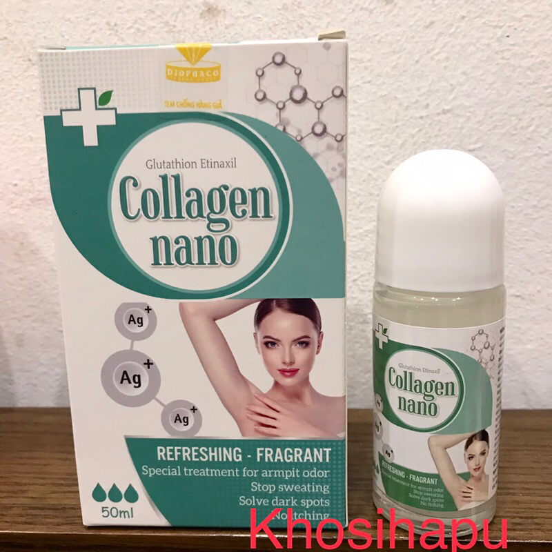 Lăn khử mùi hôi nách GLUTATHION ETINAXIL COLLAGEN NANO giữ khô thoáng giúp khử mùi diệt khuẩn hết hôi nách hiệu quả 50ml