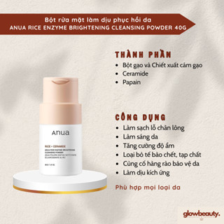 [Hàng có sẵn] Bột rửa mặt làm dịu phục hồi da ANUA RICE ENZYME BRIGHTENING CLEANSING POWDER 40g [Glow Beauty]