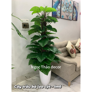 cây trầu bà leo cột giả 1m6,cây trầu bà giả, cây giả trang trí, cây giả decor