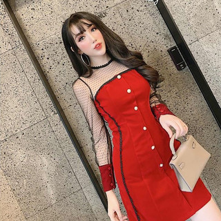 váy nhung cứng pha ren cúc ngọc