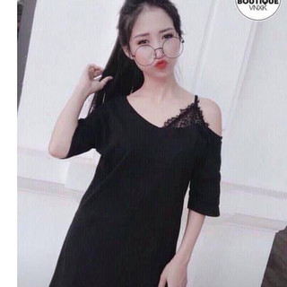 Váy dây cotton phối ren