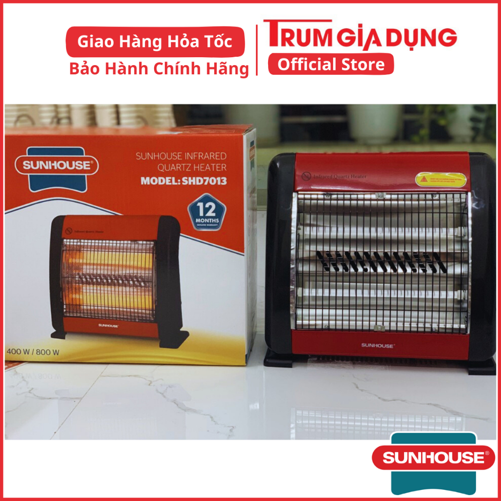 Máy sưởi điện 2 bóng Sunhouse SHD7013, đèn sưởi sunhouse , tốc độ làm ấm nhanh, tỏa nhiệt đều.