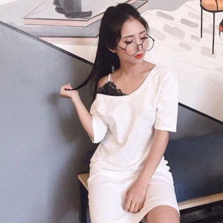 Váy dây cotton phối ren