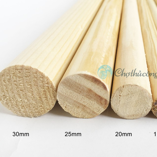 Combo 100 thanh gỗ tròn gỗ thông phi 2cm x D30cm