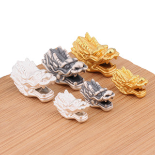 (S925) Đầu Rồng Bạc Thái, Bạc Ta 925 & Bạc Phủ Vàng - 2 Kích thước - Phụ Kiện Xâu Charm Vòng tay phong thủy Nam, Nữ