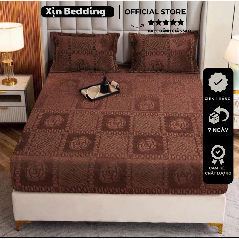 Ga gối nỉ Coco nhung sữa Coco Hoa Trà, Bộ ga gối nỉ nhung mới nhất 2025 chống tĩnh điện giữ ấm cực t