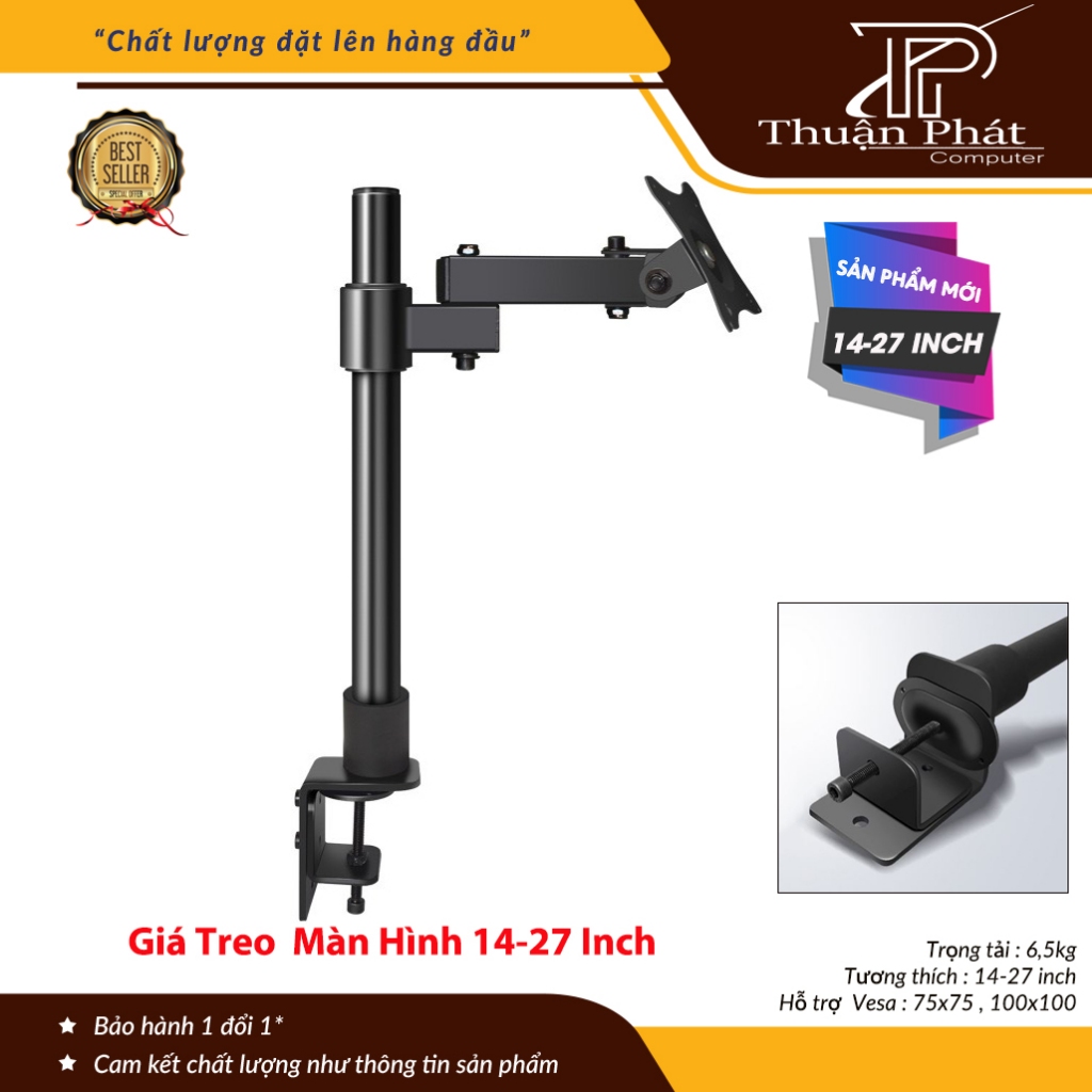 Giá Treo Màn Hình Arm Monitor HW701 HW702 Tay 20cm - Tải Trọng 8Kg - Xoay Màn 360 Độ