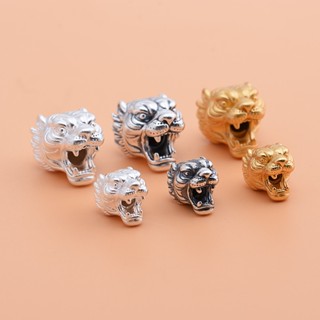   S925  Đầu Hổ Bạc 925 & Bạc Thái & Phủ Vàng - Mặt Báo - Charm phụ kiện Xâu Phối làm vòng tay may mắn nam nữ 