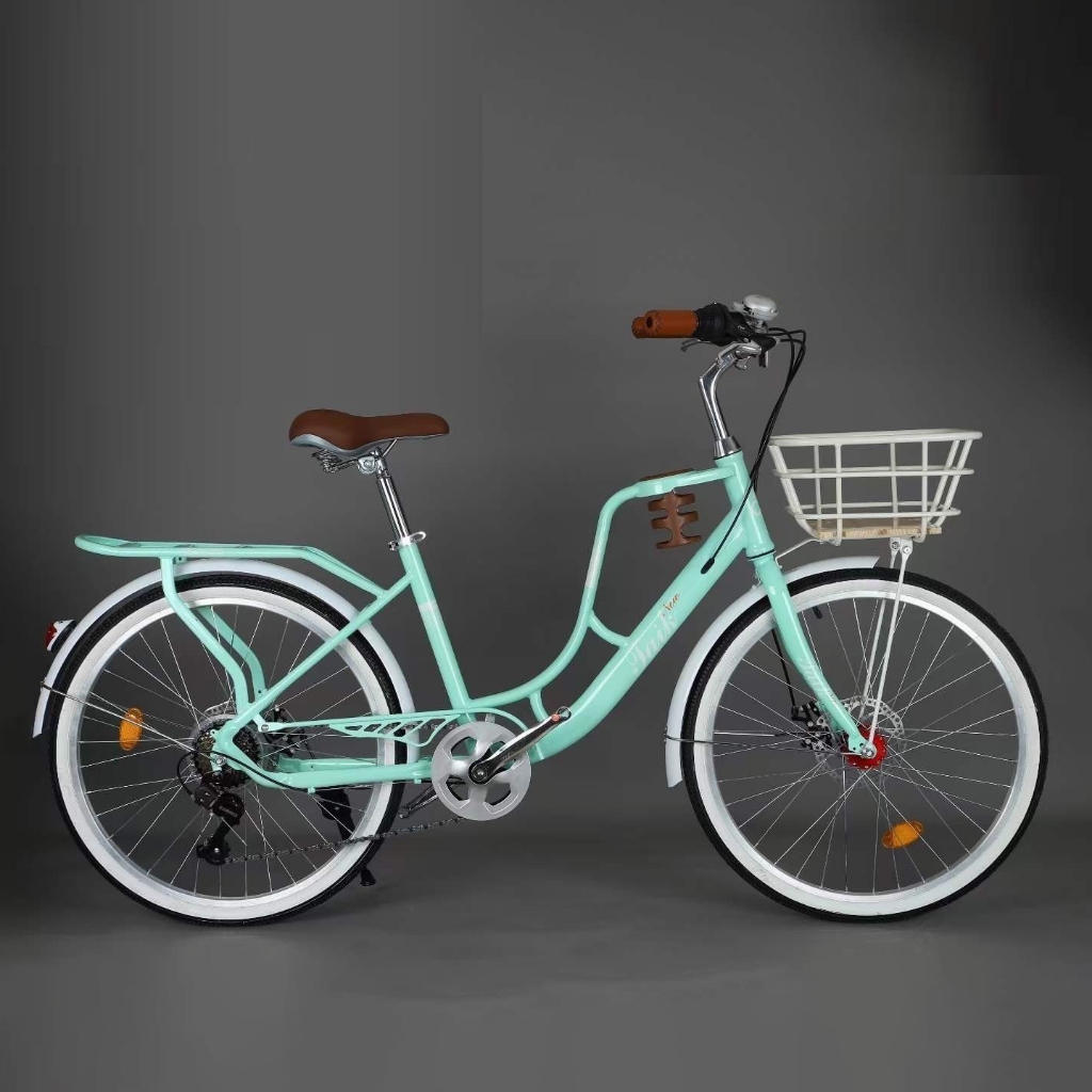 xe đạp nữ mini taik Kiểu Dáng Thời Trang Vành 24,26inh Bộ Đề 7 Cấp + giỏ xe