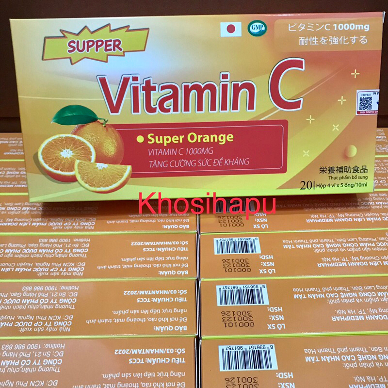 Super Vitamin C vị cam bổ sung cho cơ thể vitamin c tăng đề kháng và miễn dịch hiệu quả chính hãng 20 ống