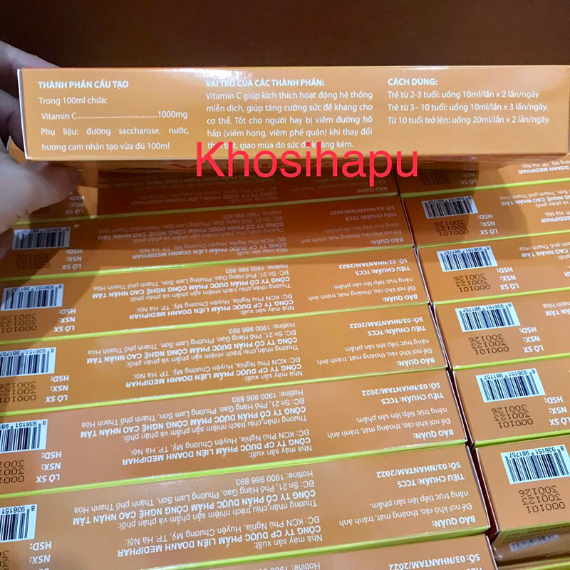 Super Vitamin C vị cam bổ sung cho cơ thể vitamin c tăng đề kháng và miễn dịch hiệu quả chính hãng 20 ống