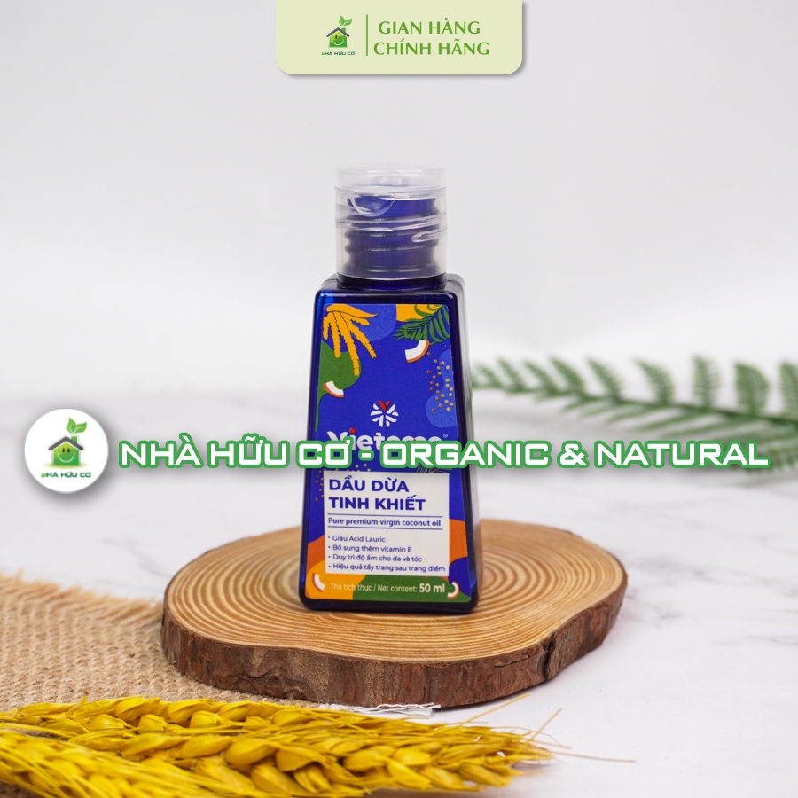 Dầu dừa tinh khiết vitamin E VIETCOCO - chai mini 50ml  - Nhà hữu cơ