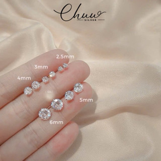 Khuyên tai nam nữ CHU SILVER nụ đá bạc thật đủ size