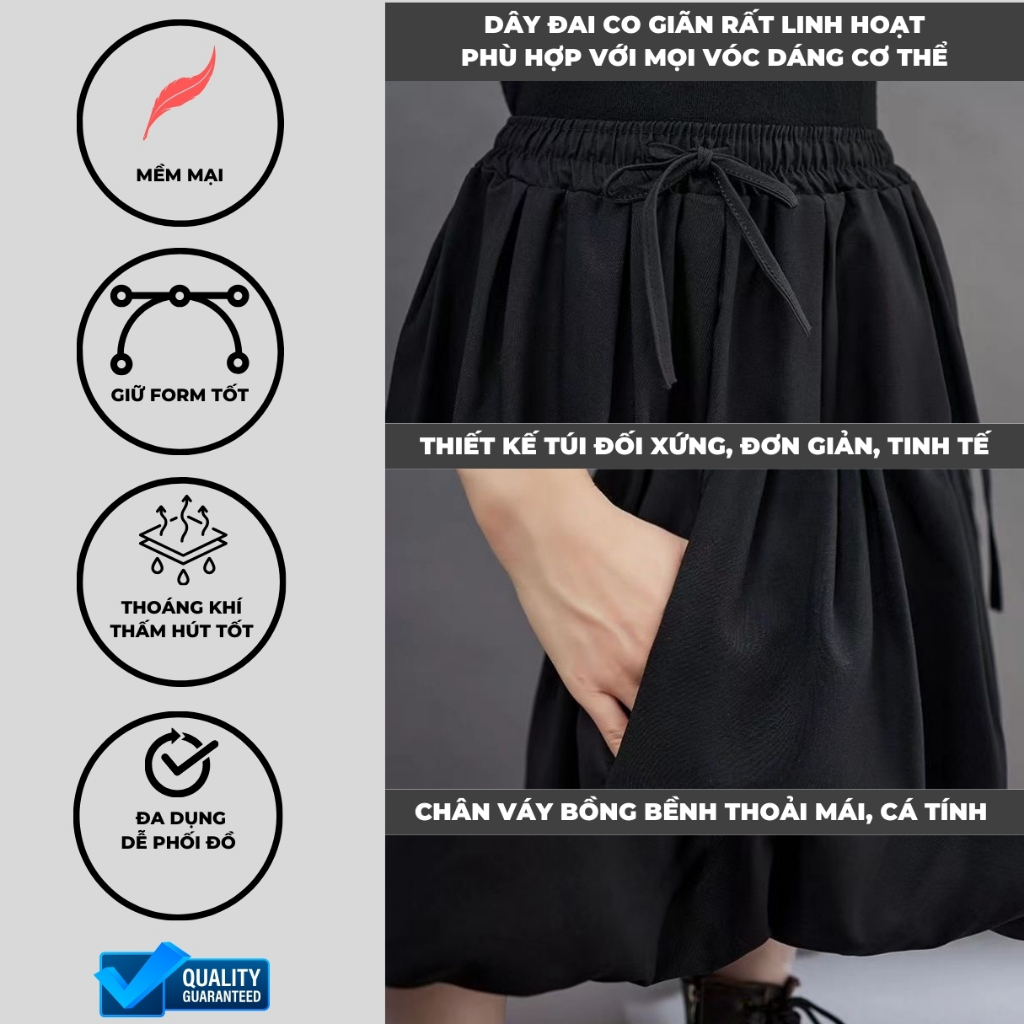 Chân váy dài dáng phồng có bigsize Tuvada, chân vây đen dáng bí bồng bềnh xòe - CVB129 | BigBuy360 - bigbuy360.vn