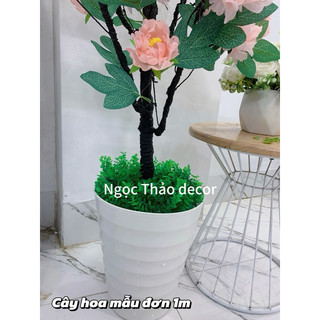 cây hoa mẫu đơn giả cao 1m, cây hoa giả trang trí, cây giả decor