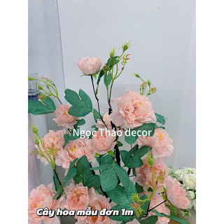 cây hoa mẫu đơn giả cao 1m, cây hoa giả trang trí, cây giả decor