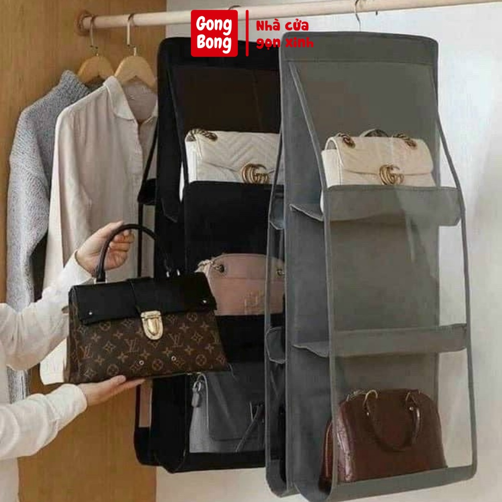 Túi treo giỏ xách chia 6 ngăn đựng túi đeo đồ dùng đa năng chống bụi tiện dụng thu gọn diện tích tủ đồ của bạn