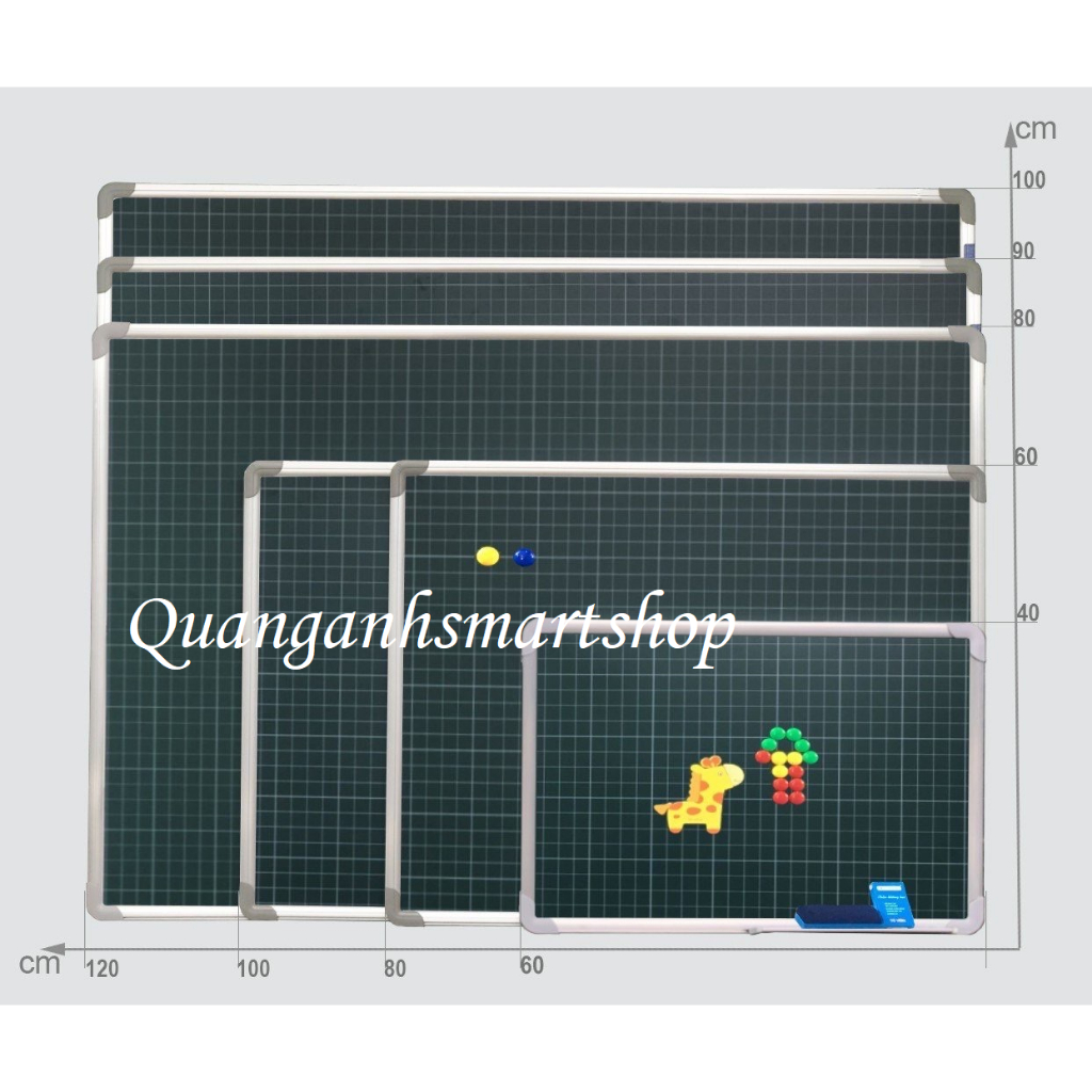 Bảng từ xanh ô ly viết phấn 60x80cm