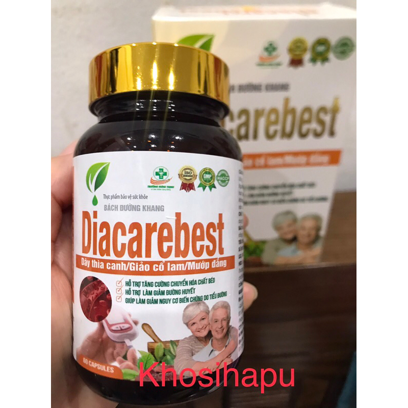 Viên uống Bách đường Khang Diacarebest hỗ trợ giảm chỉ số tiểu đường thành phần thảo dược an toàn hiệu quả 60 viên