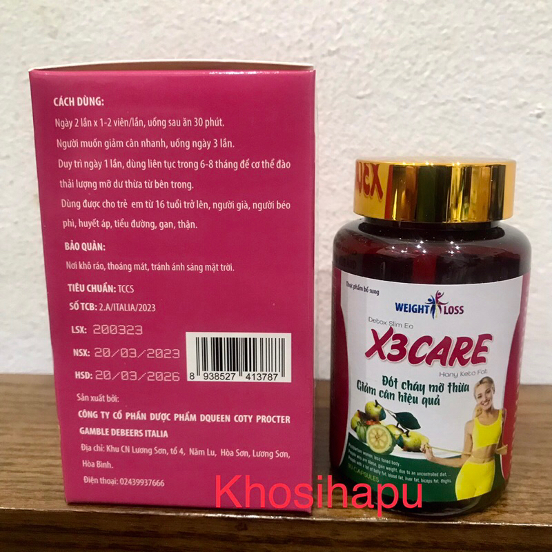 Viên uống giảm cân giảm béo Detox Keto X3 Care đốt cháy mỡ thừa giảm mỡ máu đào thải chất béo thành phần thảo dược
