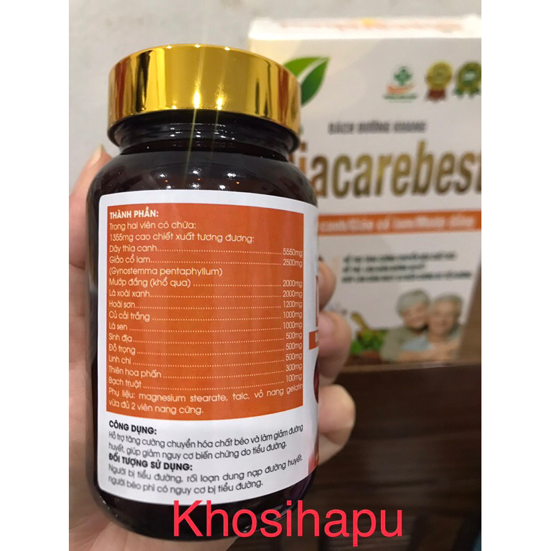 Viên uống Bách đường Khang Diacarebest hỗ trợ giảm chỉ số tiểu đường thành phần thảo dược an toàn hiệu quả 60 viên