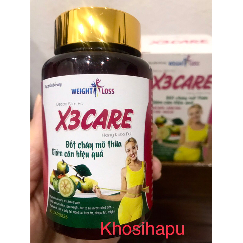 Viên uống giảm cân giảm béo Detox Keto X3 Care đốt cháy mỡ thừa giảm mỡ máu đào thải chất béo thành phần thảo dược