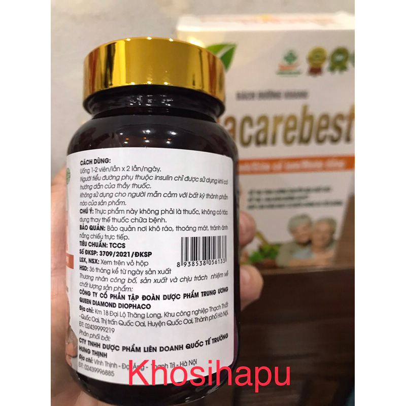 Viên uống Bách đường Khang Diacarebest hỗ trợ giảm chỉ số tiểu đường thành phần thảo dược an toàn hiệu quả 60 viên