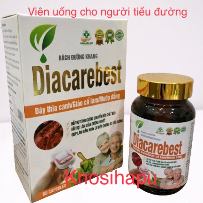 Viên uống Bách đường Khang Diacarebest hỗ trợ giảm chỉ số tiểu đường thành phần thảo dược an toàn hiệu quả 60 viên