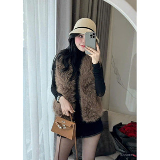 Áo khoác gile lông nữ dáng ngắn cao cấp mùa thu đông