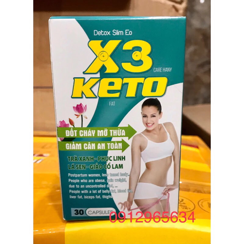 Viên uống thảo mộc Detox X3 Keto giảm cân an toàn đốt cháy mỡ thừa lấy lại dáng vóc sau sinh eo thon gọn chính hãng 30v