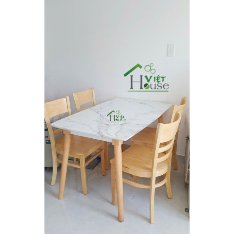 Bộ Bàn ăn giả đá 4 ghế mặt gỗ_Việt House (Freeship 1 số kv nt HCM cũ, Dĩ An, Biên Hoà)