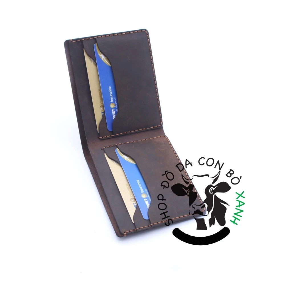 Ví da bò sáp ngựa điên da thật handmade Ms001