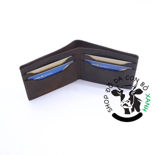 Ví da bò sáp ngựa điên da thật handmade Ms001