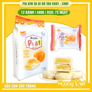  Bánh pía kim sa bí đỏ tan chảy 500g bánh pía kim sa chay không trứng muối  TÚI 12 BÁNH  