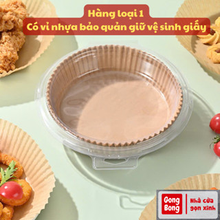 Giấy lót nồi chiên không dầu 22cm hàng loại 1 hộp set 50 cái tròn dùng 1 lần tiện lợi đồ gia dụng nhà bếp