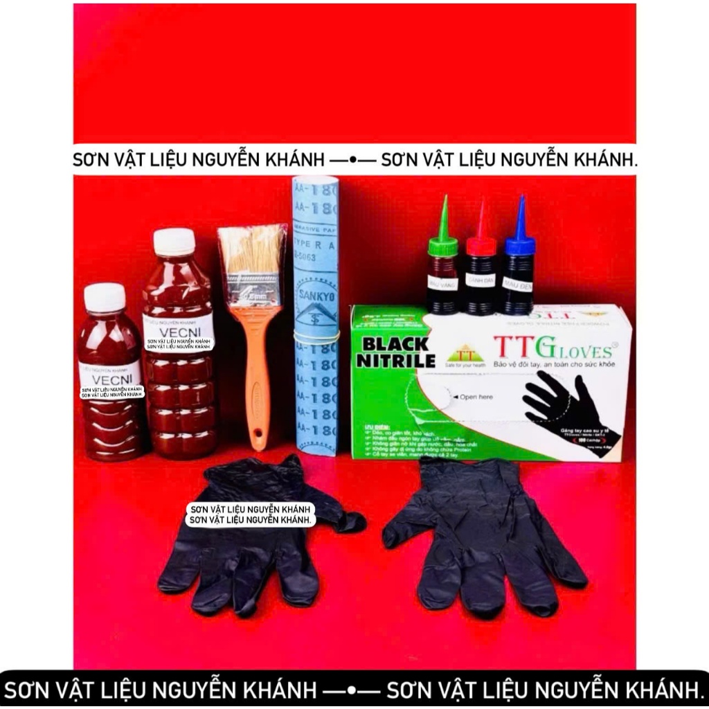 Combo vecni đánh bóng gỗ và màu ( cánh gián , vàng ,đen,đỏ,cam,xanh dương, xanh lá)